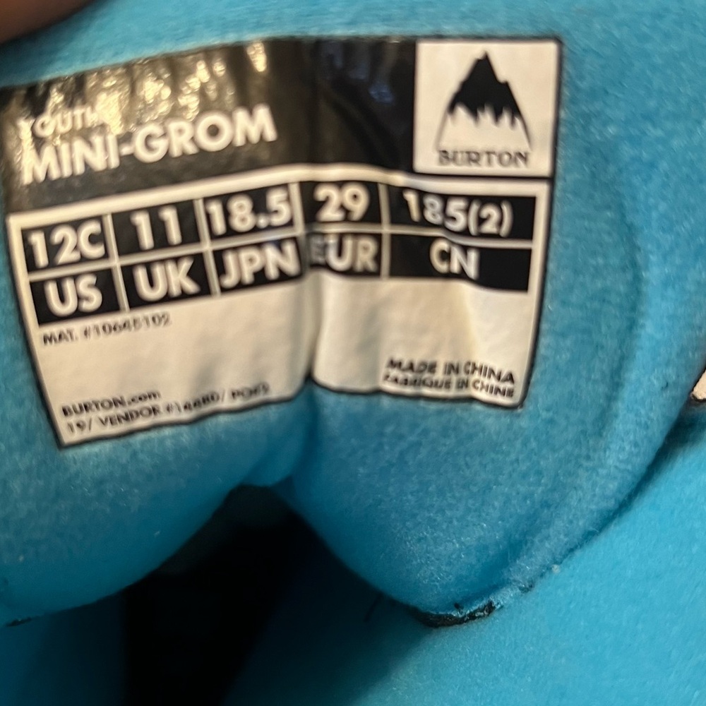 Burton Mini-Grom Kids Snowboard Boots in Black/Blue/Gray, Size 12C - Picture 9 of 13